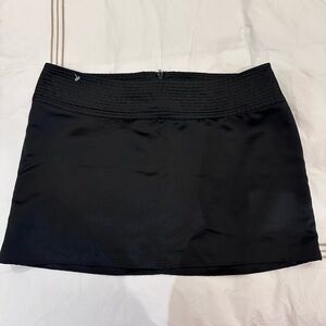 Behnaz Sarafpour Black Satin Mini Skirt with Textured Waistband
